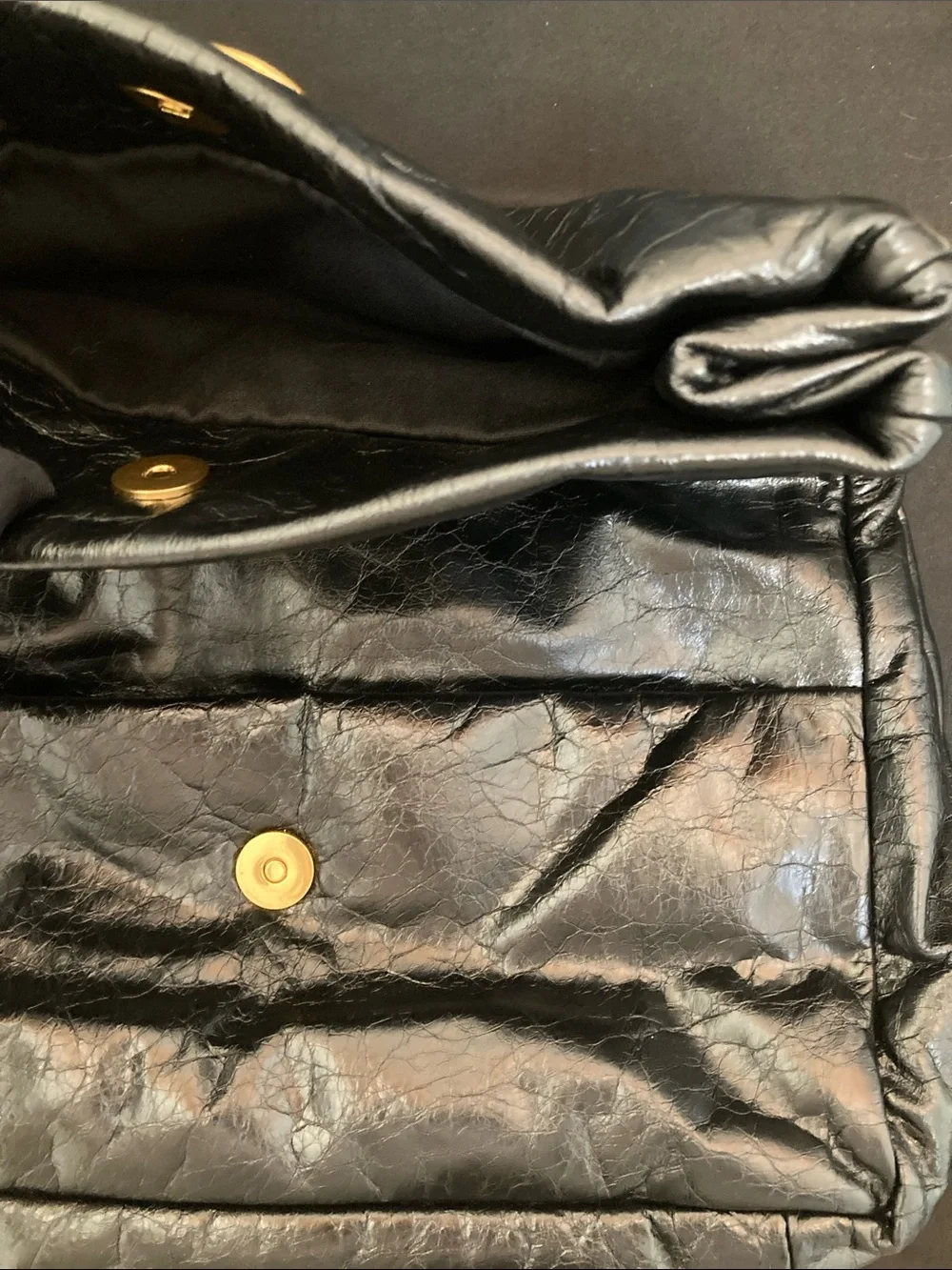 Balenciaga Black Leather Shoulder Bag with Gold Chain